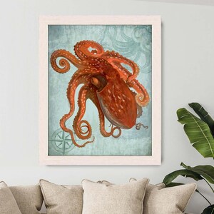 Coastal Life Octopus Print 1 - nautical print beach decor Nautical decor beach house wall art Coastal Print Beach home decor seaside art