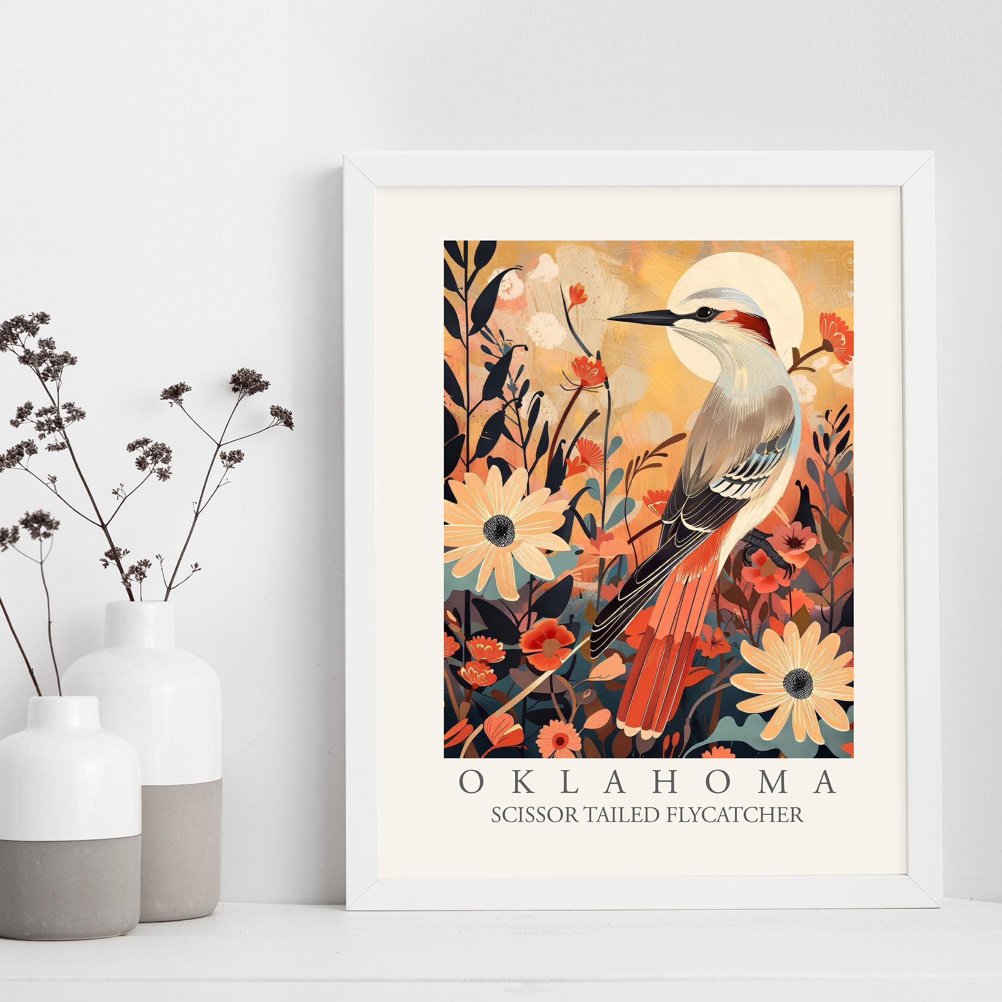 Scissor Tailed Flycatcher Oklahoma State Bird Print, Modern