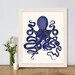Octopus Print Blue 9 - Octopus wall art Octopus poster octopus illustration Nautical Print Digital Print blue octopus Wall Art Wall Decor 