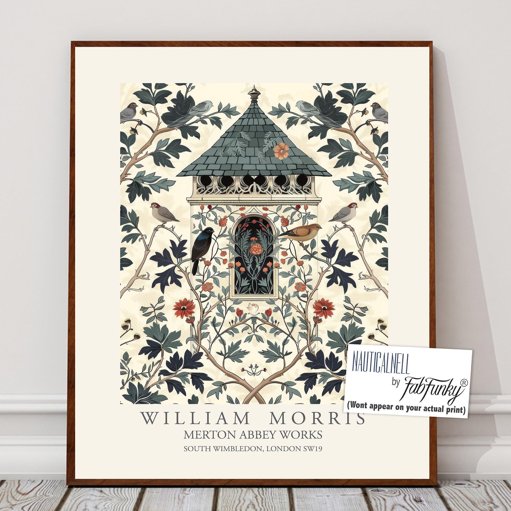 William Morris Style Bird Print, Dovecot Illustration, William