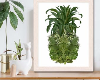 Pineapple print tropical print - Tropical Palms pineapple - botanical print botanical art tropical wall art tropical decor pineapple art