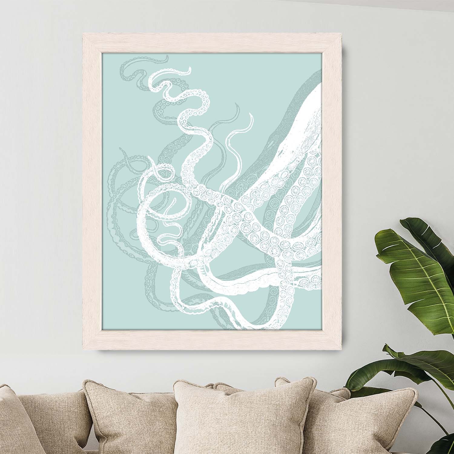 Nautical Art Print Octopus Tentacles White/seafoam Octopus | Etsy