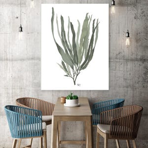 Green seaweed print, beach house decor, ocean artwork, nautical theme, coastal beach decor, green room art nature inspired - Seaweed 1 green image 8
