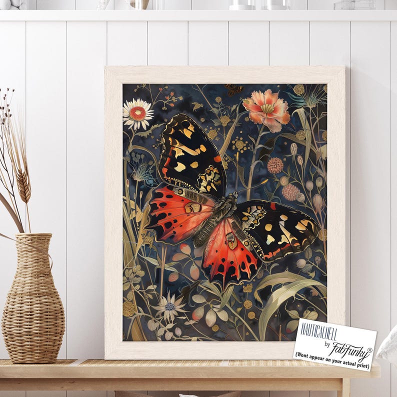 Butterfly Wall Art Print, William Morris Style Butterflies Poster, Cute ...