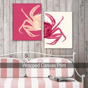 Crab Prints Pink, Crab art Nautical Print Beach Decor bathroom Decor Nautical Decor Wall Art Beach House Decor Crab Picture image 5