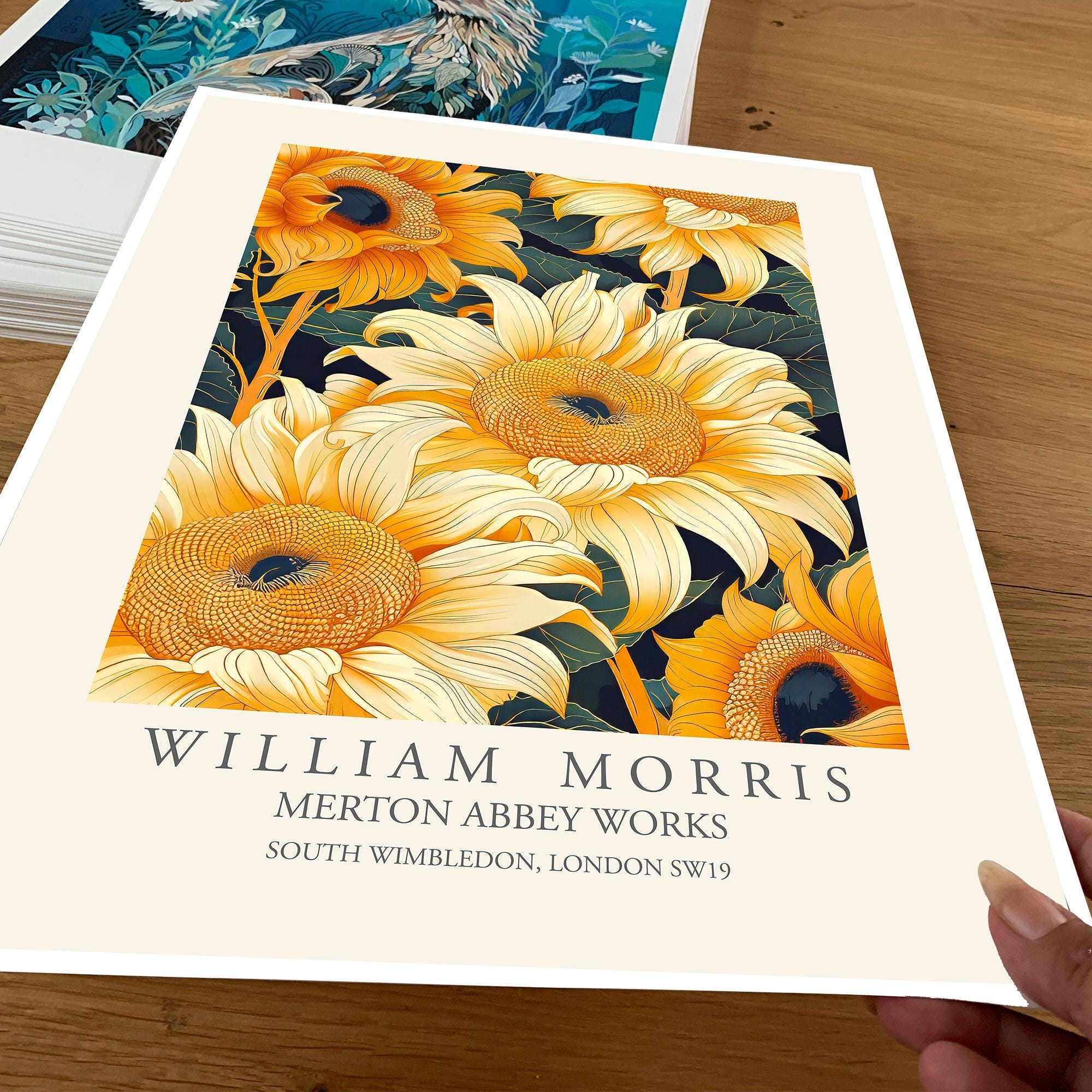 William Morris Style Sunflower Print, Sunflower Poster, Large