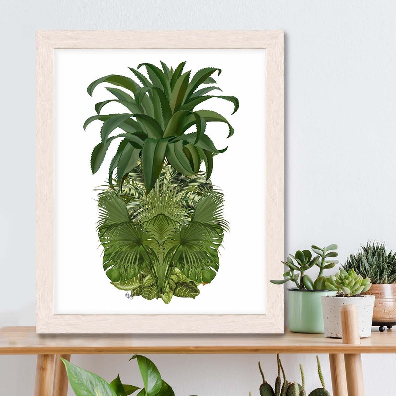 Pineapple print tropical print Tropical Palms pineapple botanical print botanical art tropical wall art tropical decor pineapple art image 3