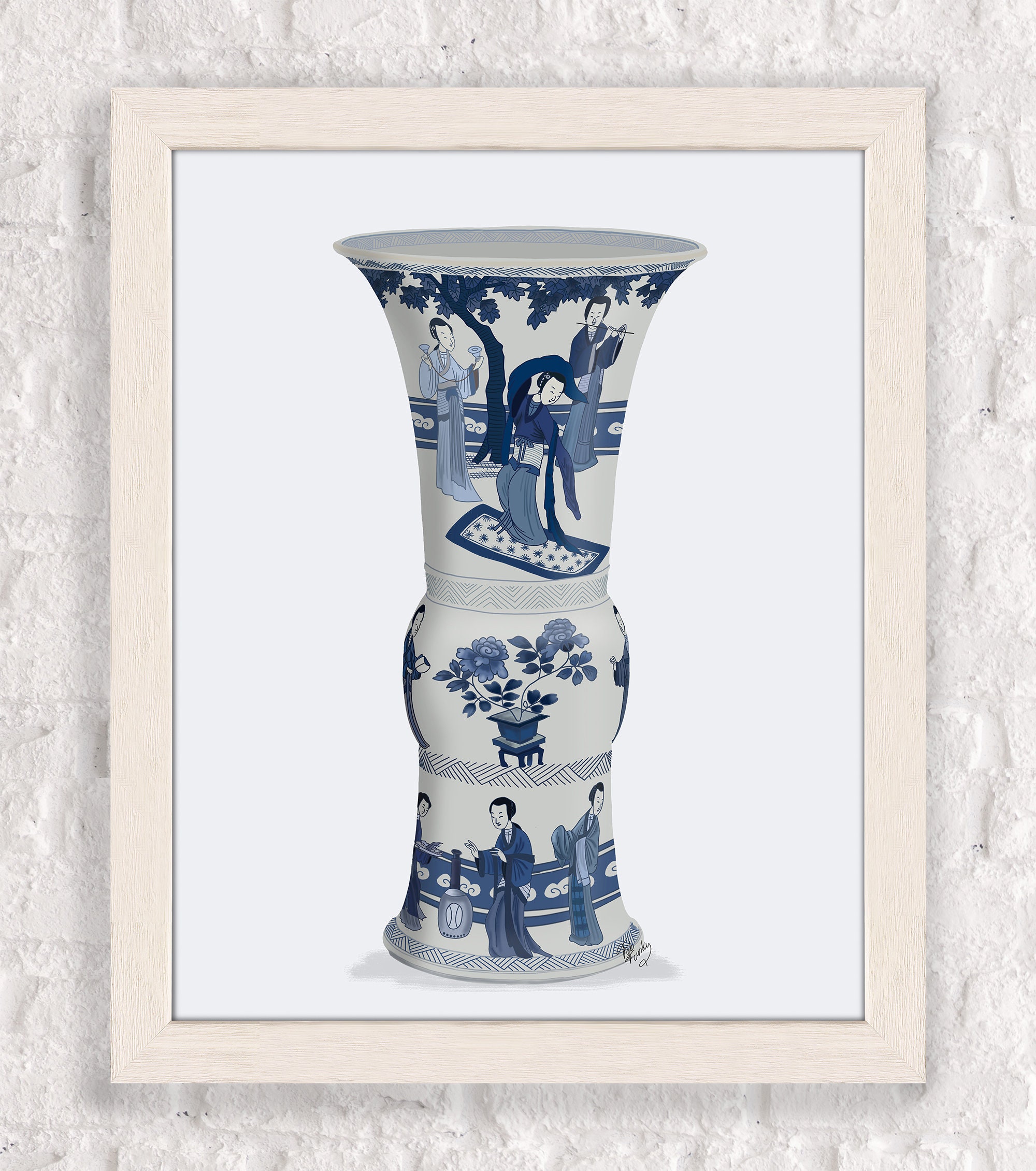 Chinese wall art Chinoiserie vase Blue and white china Ming Etsy
