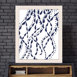 Blue fish print, Blue and white art, Fish bathroom, Nautical wall art, Fish painting, Fishing gift, Sealife fish decor, Beach house poster