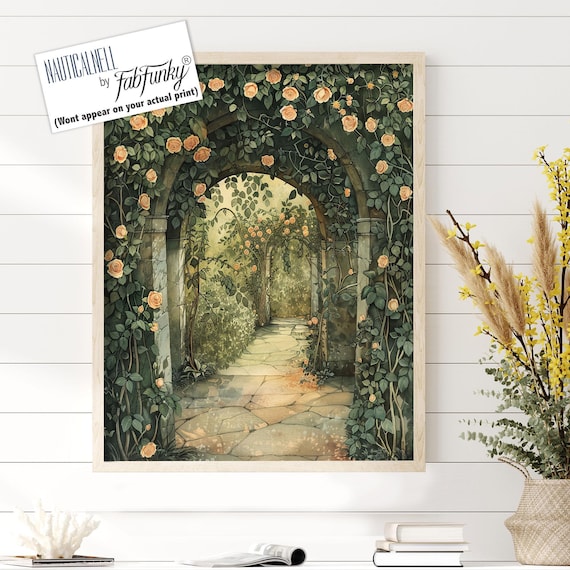ウィリアム・モリスの植物画、カントリーガーデンのバラのアーチ
