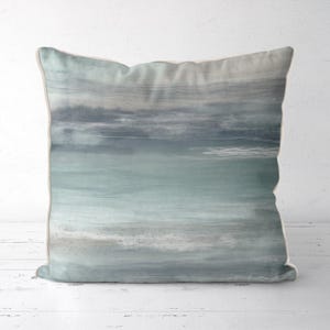 Grey Blue Pillow cover, Coastal pillow abstract design, beach house decor, gray green, cushion cover, nautical throw pillow, Sea Breeze 1