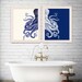 Bathroom Decor 2 Octopus Prints NAVY Blue /Cream Nautical Decor bathroom wall decor Octopus Wall Art Octopus Decor home Decor Bathroom wall