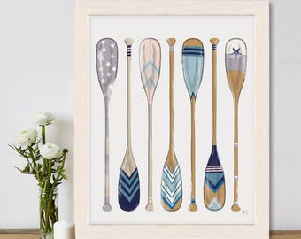 Canoe Oars Art Print – Vintage Style Nautical Decor