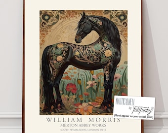 ウィリアム・モリスの馬のアートプリント：ヴィンテージのボタニカルな