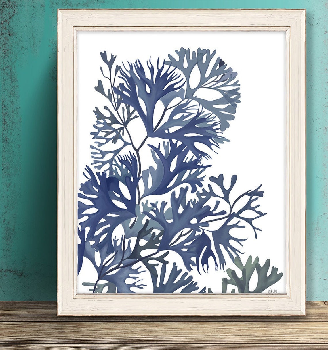 Nature Inspired Seaweed Wall Art Coastal Home Decor Blue Etsy