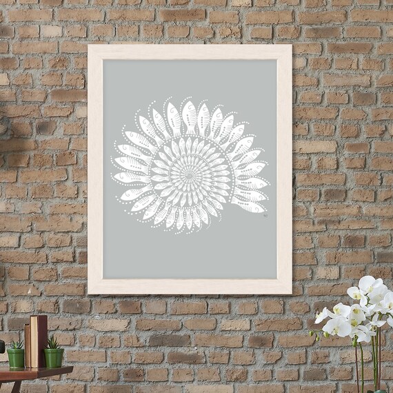 Shell Illustration Fish Poster Art Sea Shell Print Fish Art Etsy 日本