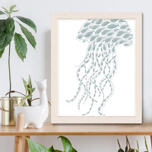 Jellyfish wall art, Fish art print, Bathroom prints, Nautical home decor, Jellyfish gift, Beach theme decor, Sealife pictures, Fish poster