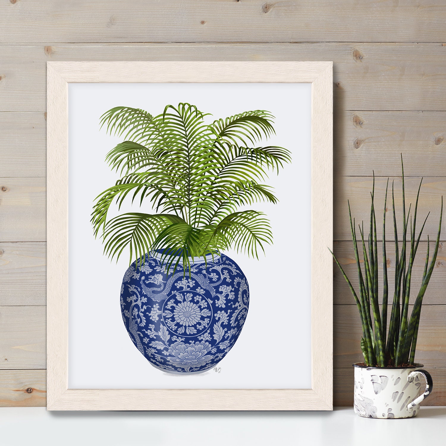 Ginger Jar Art Print Chinoiserie Vase 6 With Plant Palm Etsy UK