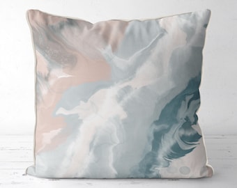 Contemporary coastal pillow, beach house cushion, scatter cushion, pink pillow, blue and grey color scheme, living room decor - Sandbank 4