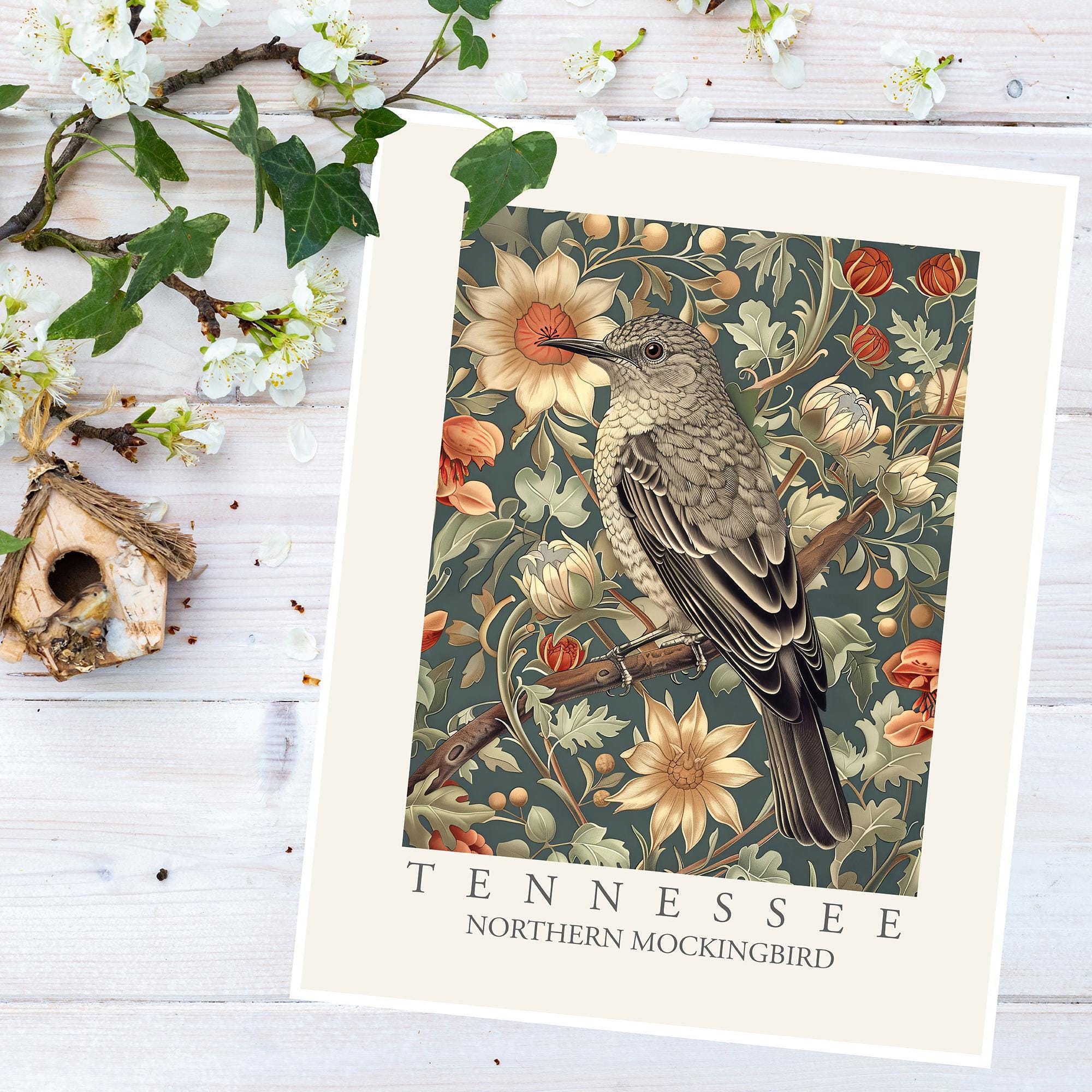 Northern Mockingbird Art Print, Tennessee State Bird, William