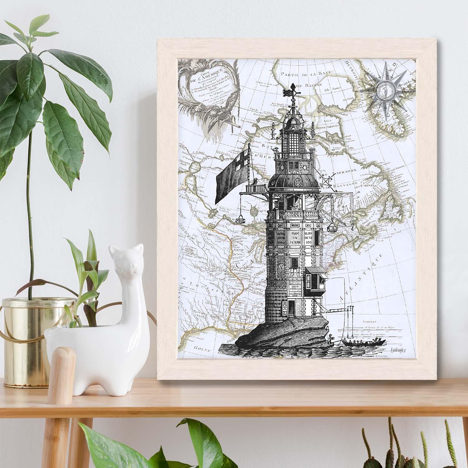 ウィンスタンレー・エディストーン灯台、航海地図プリント、ウォール
