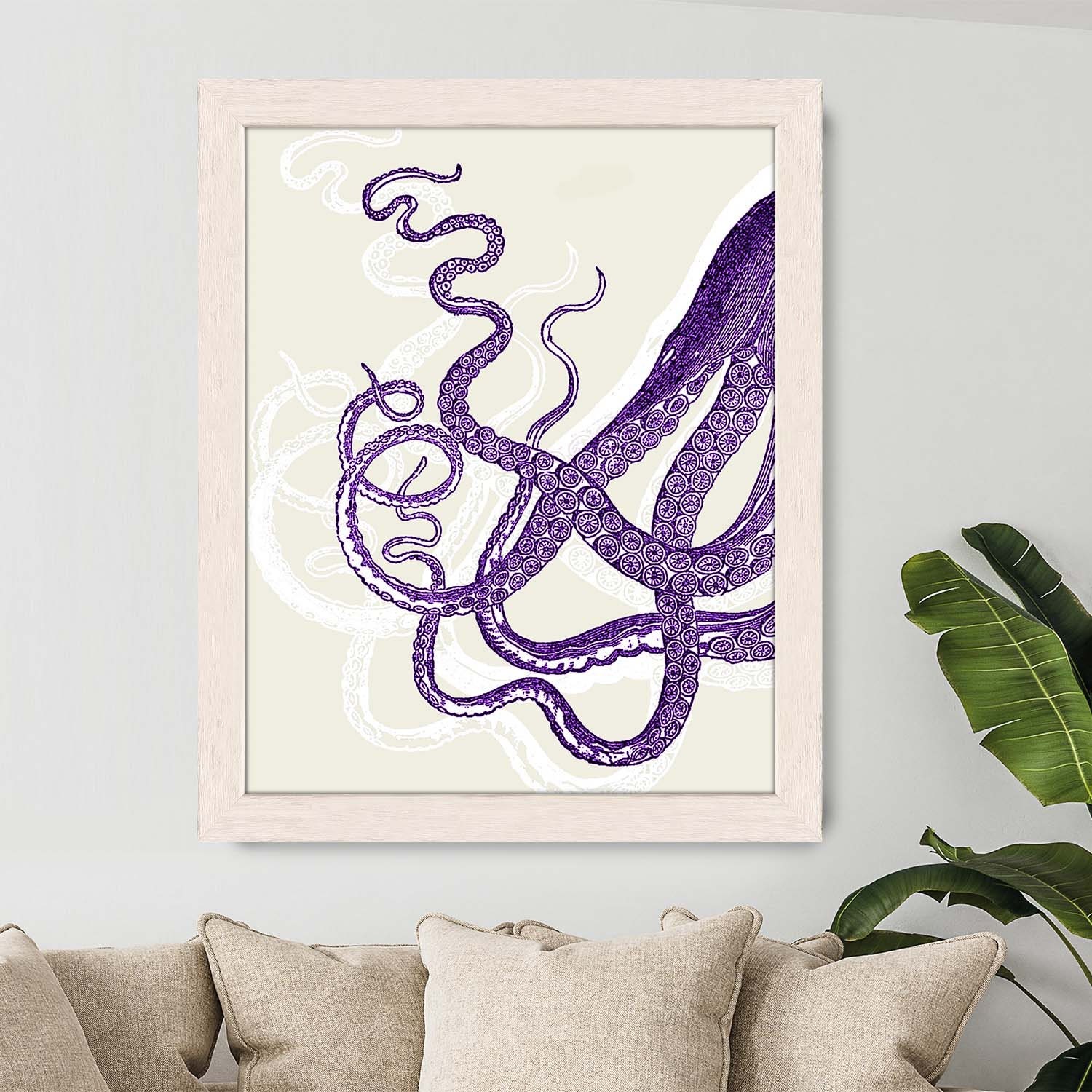 Octopus Tentacles in Purple Octopus print coastal living decor | Etsy