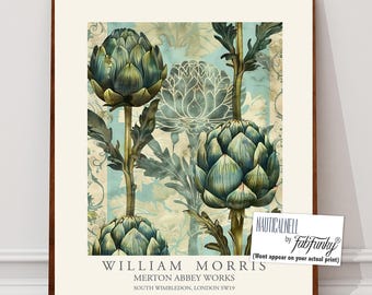 William Morris Style Artichoke Print,vegetable Poster, Large