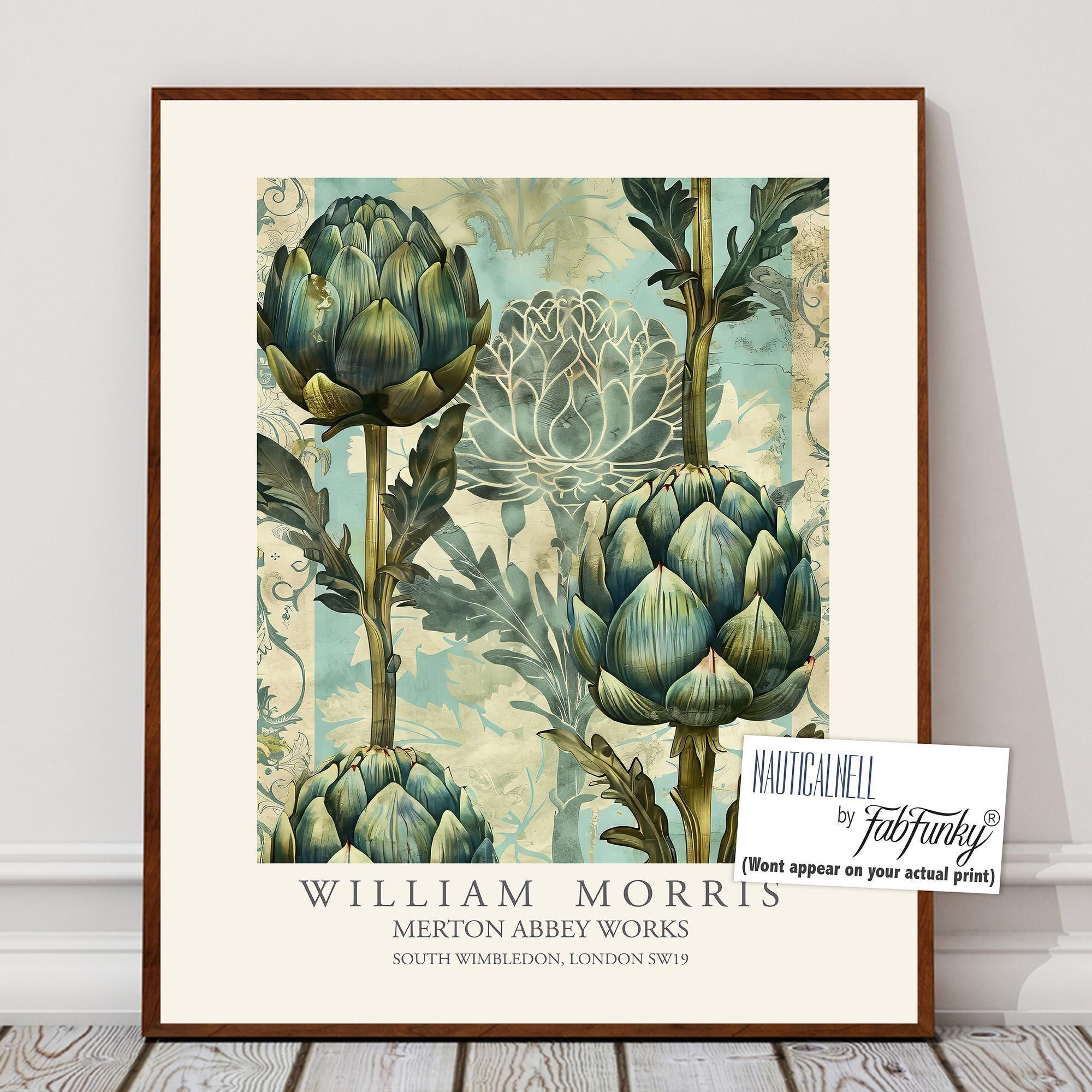 William Morris Style Artichoke Print,vegetable Poster, Large