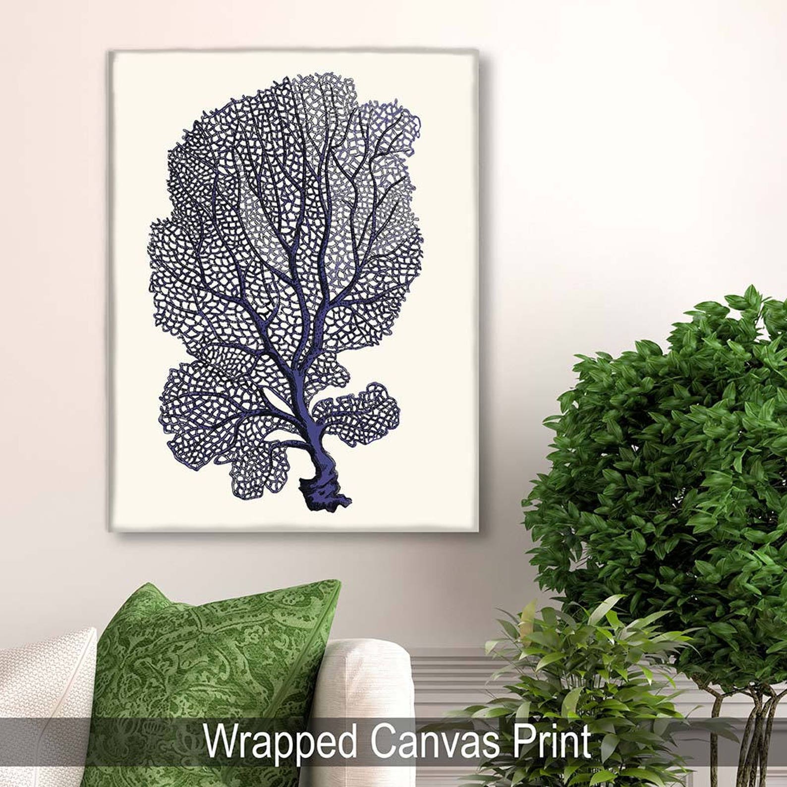 Coral Home Decor Set of 6 Blue Coral Prints 2 Nautical Bedroom Etsy UK