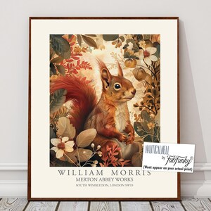 William Morris Style Red Squirrel Botanical Art Print
