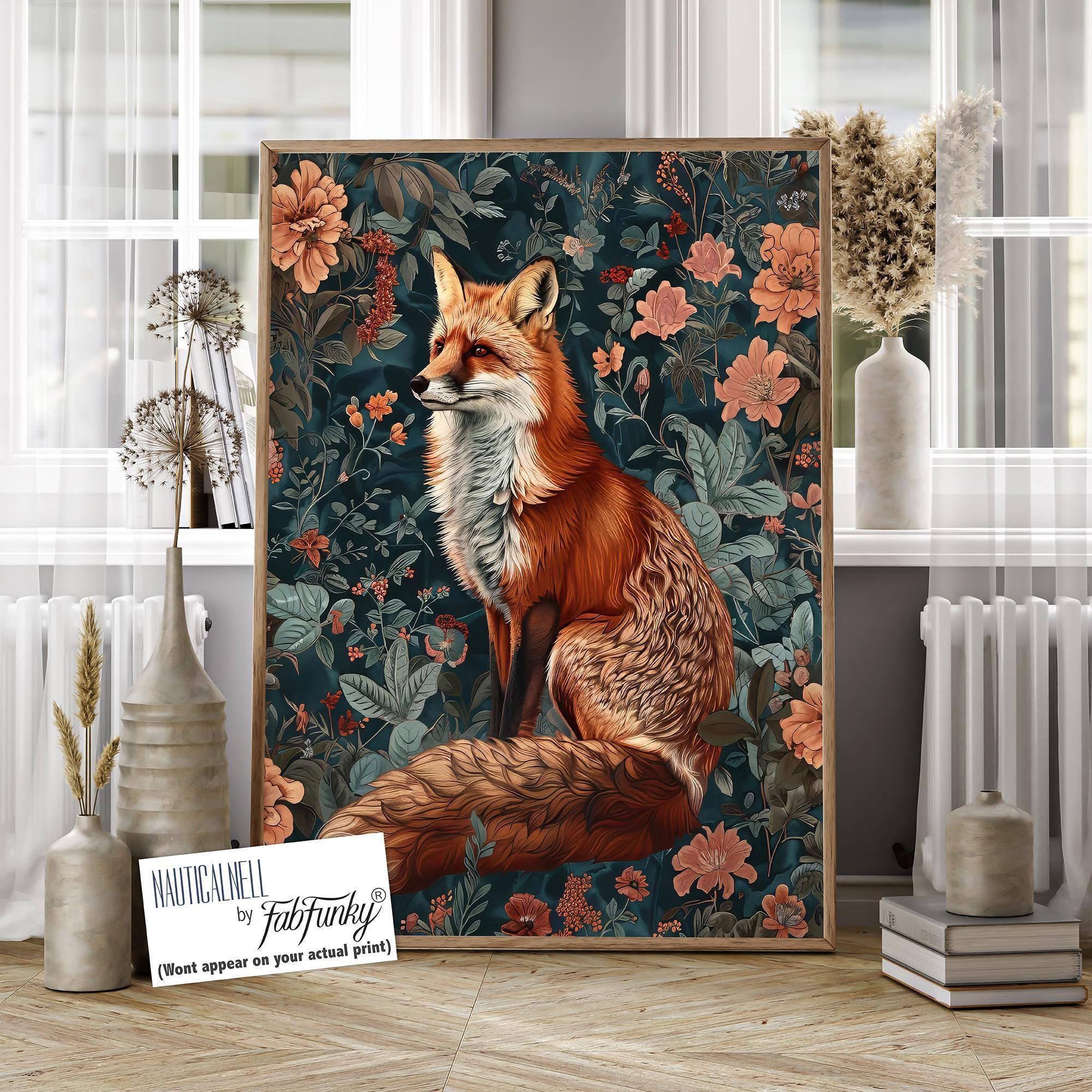 William Morris Style Fox Art Print, Vintage Artwork - Etsy