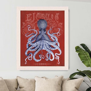 Vintage Octopus Nautical Print: Prohibition Era Art
