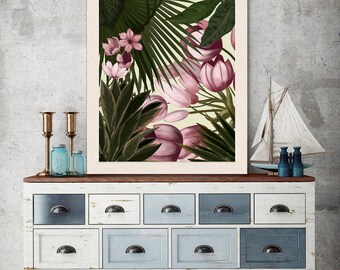 Tropical Blush Floral Print, Botanical Wall Art