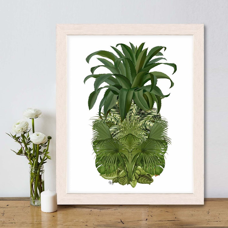 Pineapple print tropical print Tropical Palms pineapple botanical print botanical art tropical wall art tropical decor pineapple art image 2