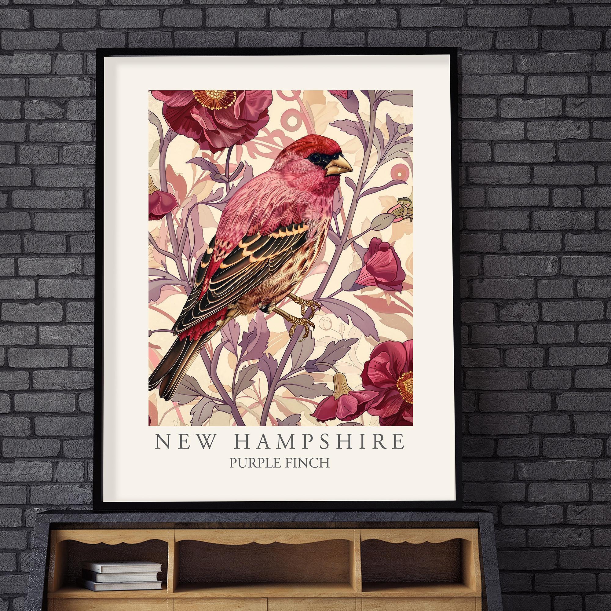 Purple Finch New Hampshire State Bird Art Print, William Morris