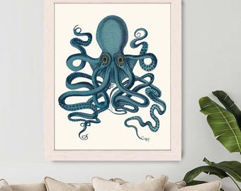 Teal Octopus Art Print – Nautical Nursery Decor