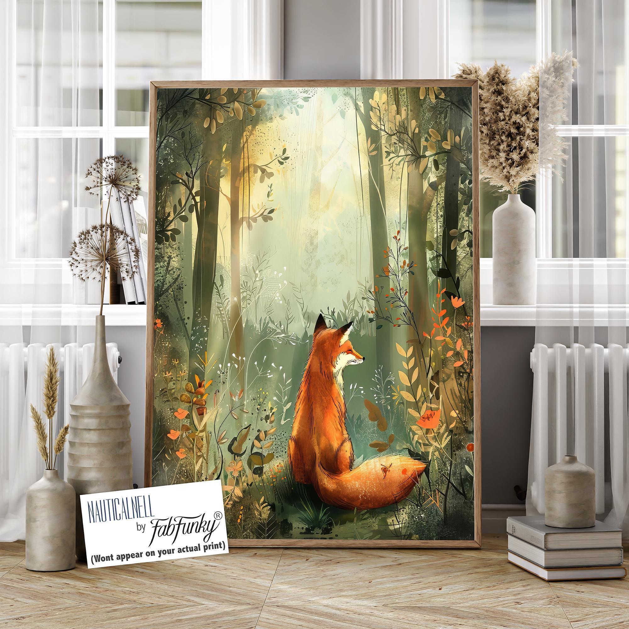 Beautiful Fox Wall Art, Fox Print, William Morris Style Poster