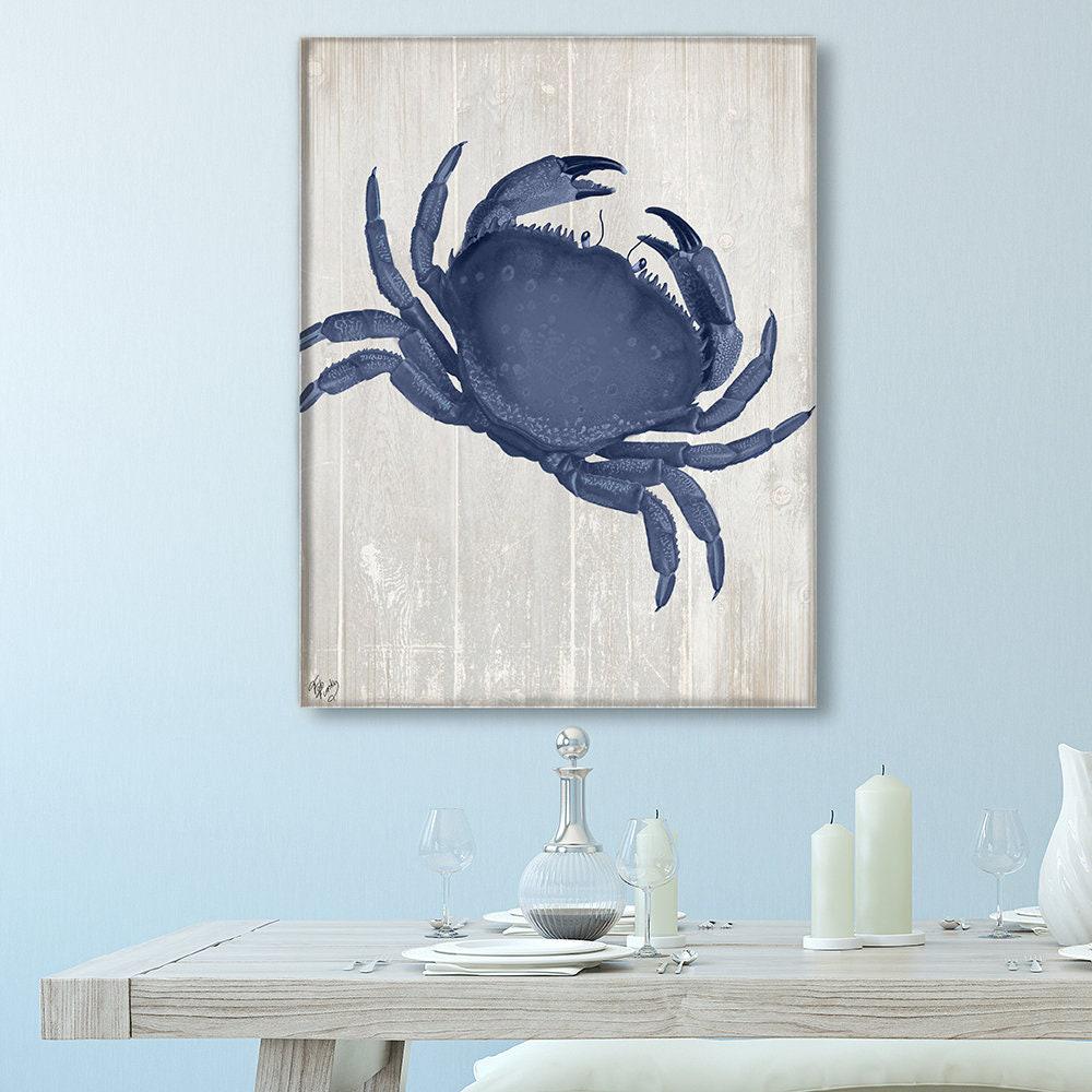 Stampa artistica in stile vintage nautico rosso arancione granchio, decorazione per la casa sulla spiaggia - Italia
