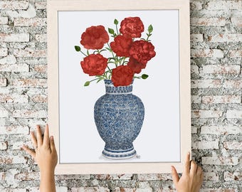 【版画】赤い背景の白い花瓶 ***即購入可能 il_340x270.7134077506_4bpj.jpg