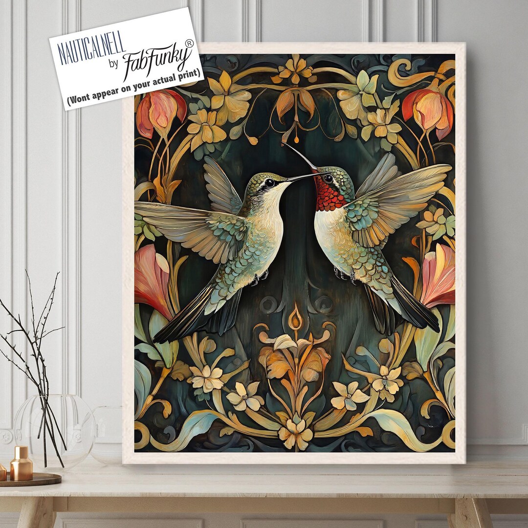 Art Nouveau Hummingbird Giclée Print, William Morris Style - Etsy