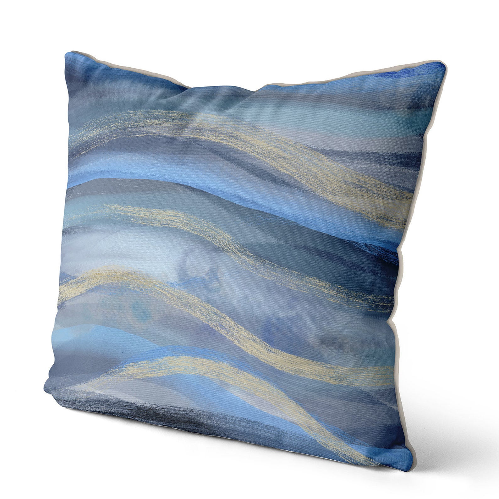 Modern Coastal Style Pillow Cover, Blue Striped Pillow, Coastal Cushion
