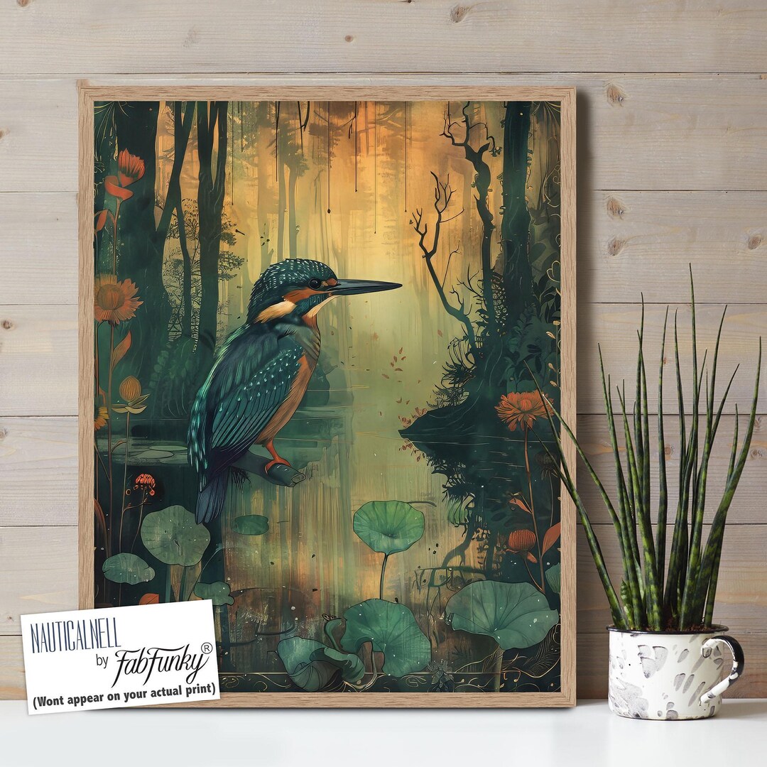 Kingfisher Art Print, Kingfisher Wall Art, Large Vintage Wall Art ...