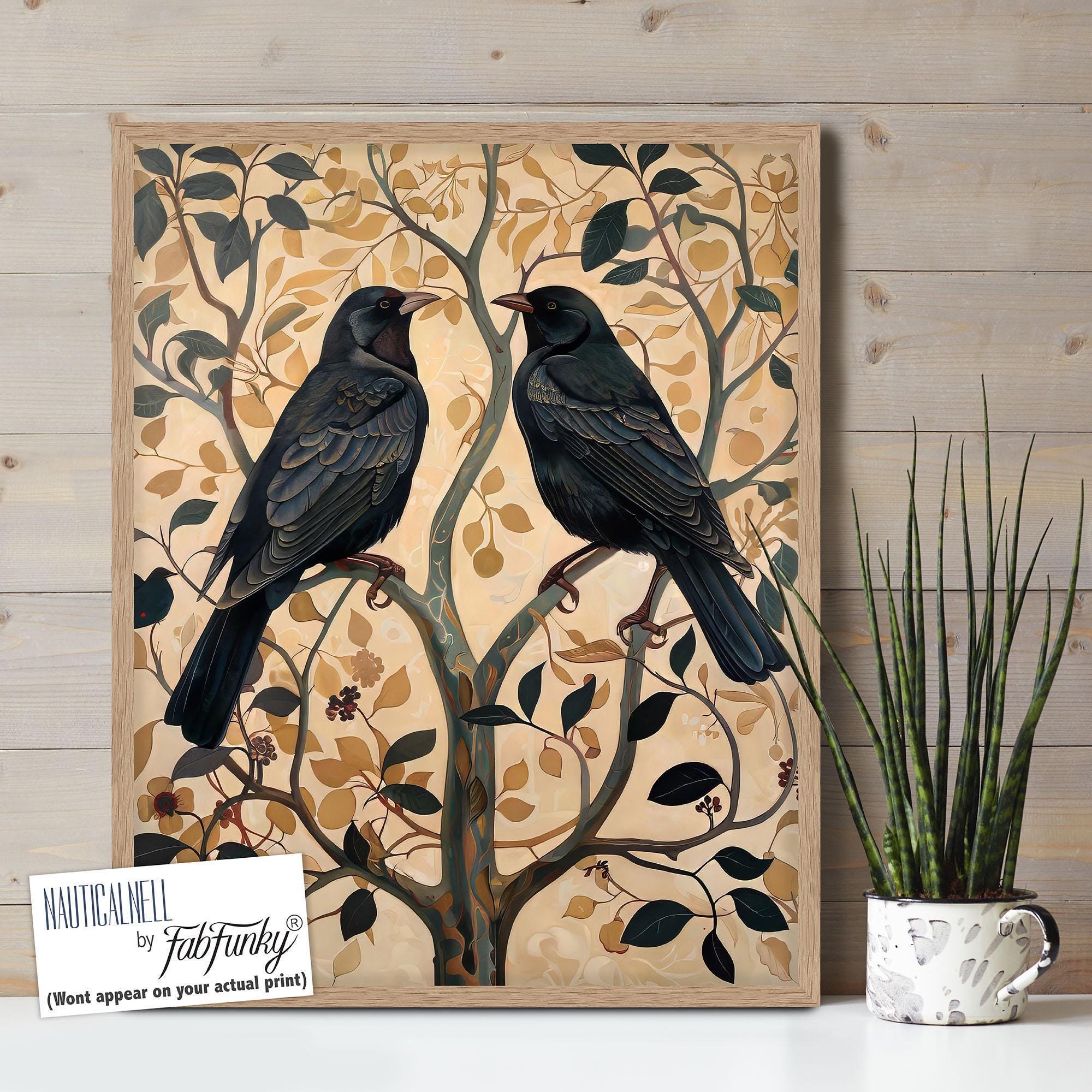 Blackbird Art Print, William Morris Style, Vintage Garden Bird