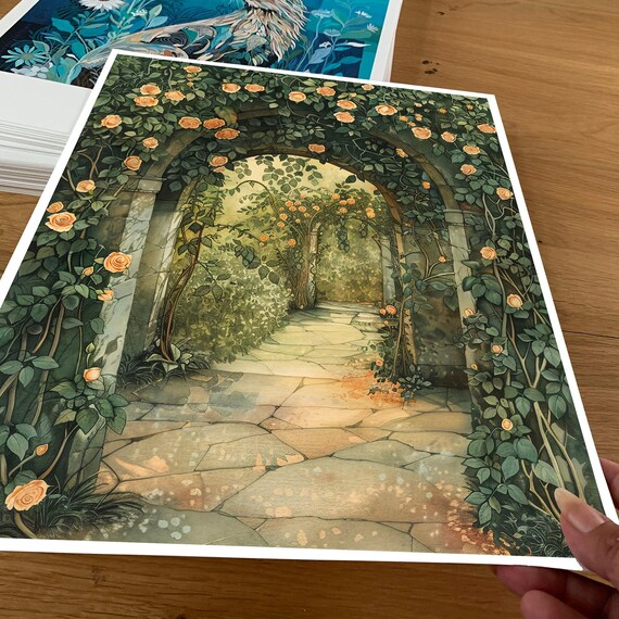 ウィリアム・モリスの植物画、カントリーガーデンのバラのアーチ