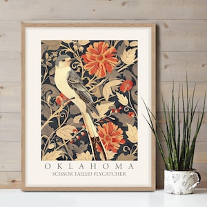 Western Meadowlark Oregon State Bird Art Print, William Morris