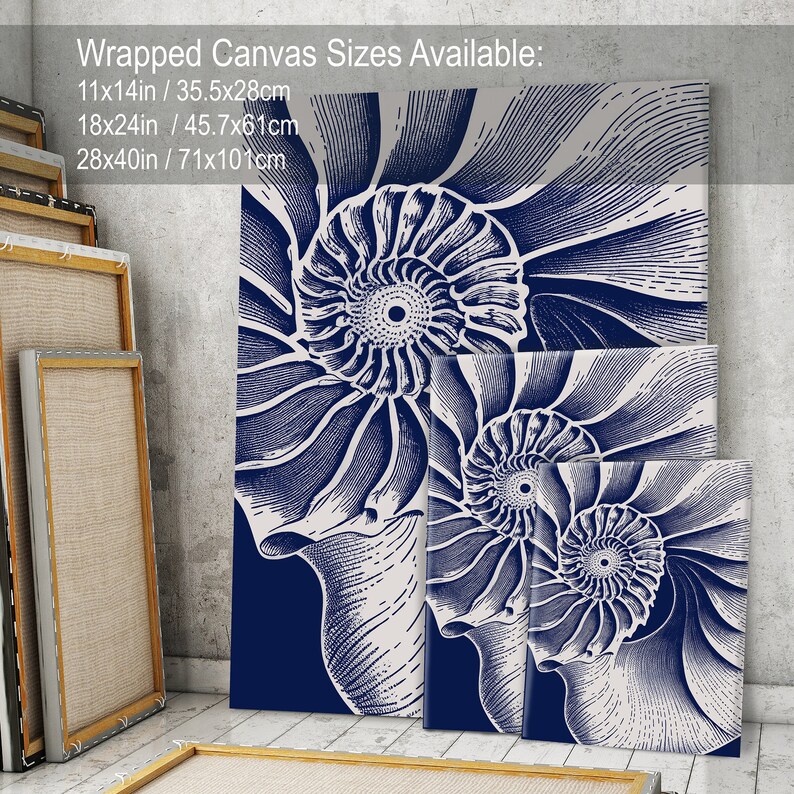 Strand Shell Wall Art Set van 2 prints, Coastal Home Decor in levendig marineblauw, Badkamer Art Ocean Themed Modern Beach House Decor afbeelding 9