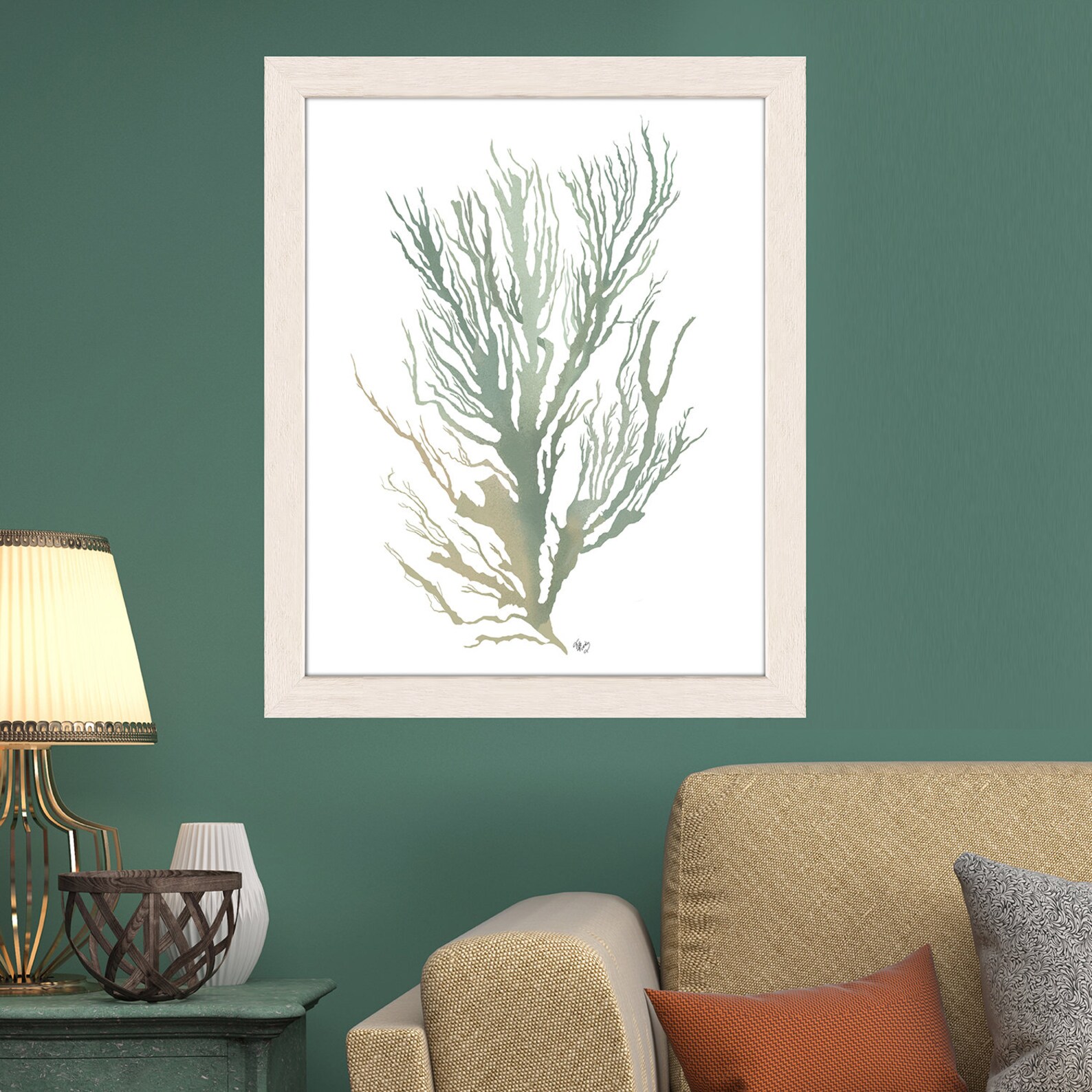 Seaweed art nautical wall art green room decor tropical Etsy