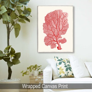 Coral print Set 4 Red Coral Art Prints Nautical Print coral home decor coral wall art coral decor red art print red room decor coastal art image 5