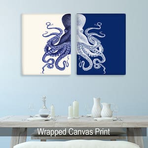 Bathroom Decor 2 Octopus Prints NAVY Blue /Cream Nautical Decor bathroom wall decor Octopus Wall Art Octopus Decor home Decor Bathroom wall image 6