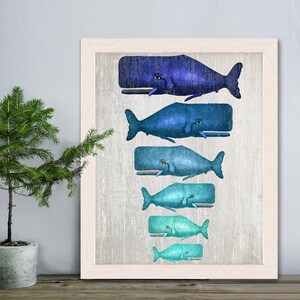 Whale Family Blue on Grey : whale poster whale print Nautical Print Art Illustration Nautical decor whale gift whale art Wall Art Wall Decor image 9